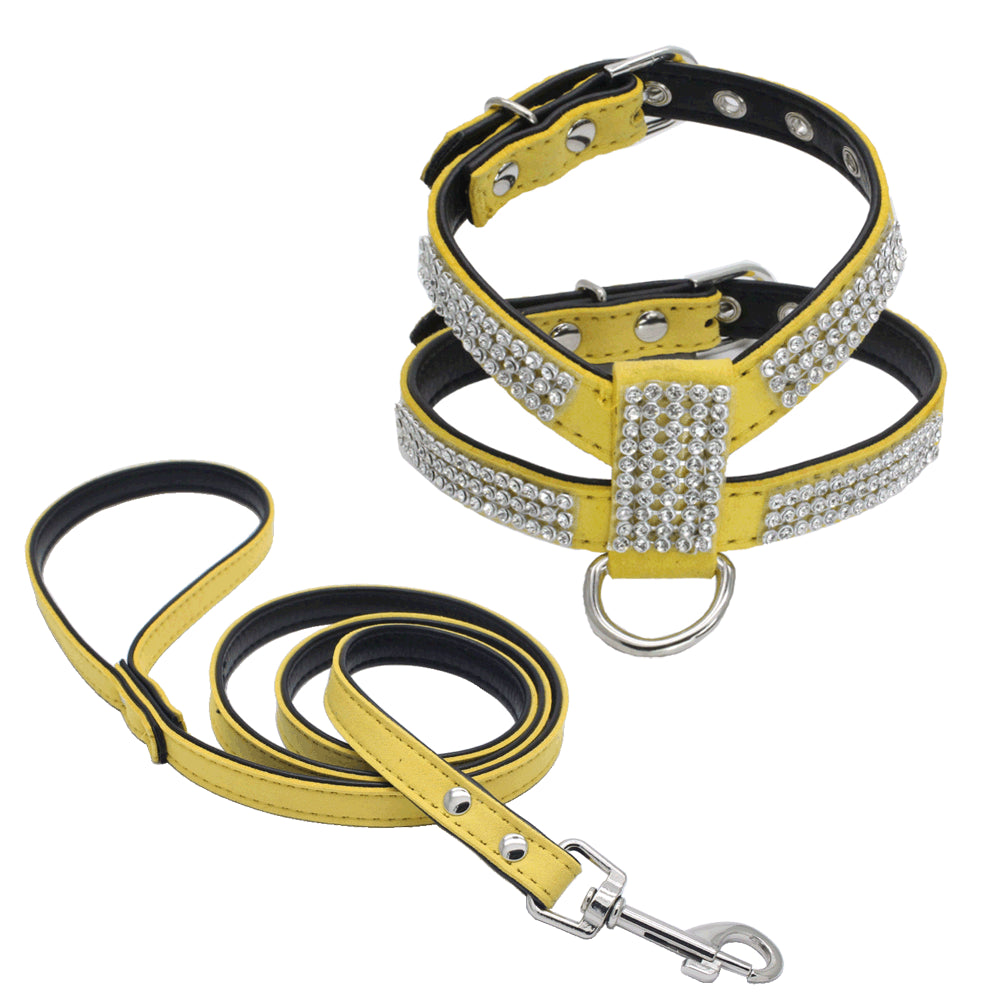 Shiny Rhinestone Pet Chest Harness Dog Leash