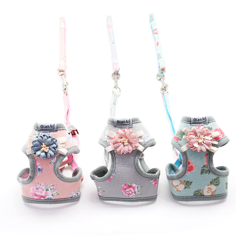 Pet Chest Harness Summer Floral Dog Leash