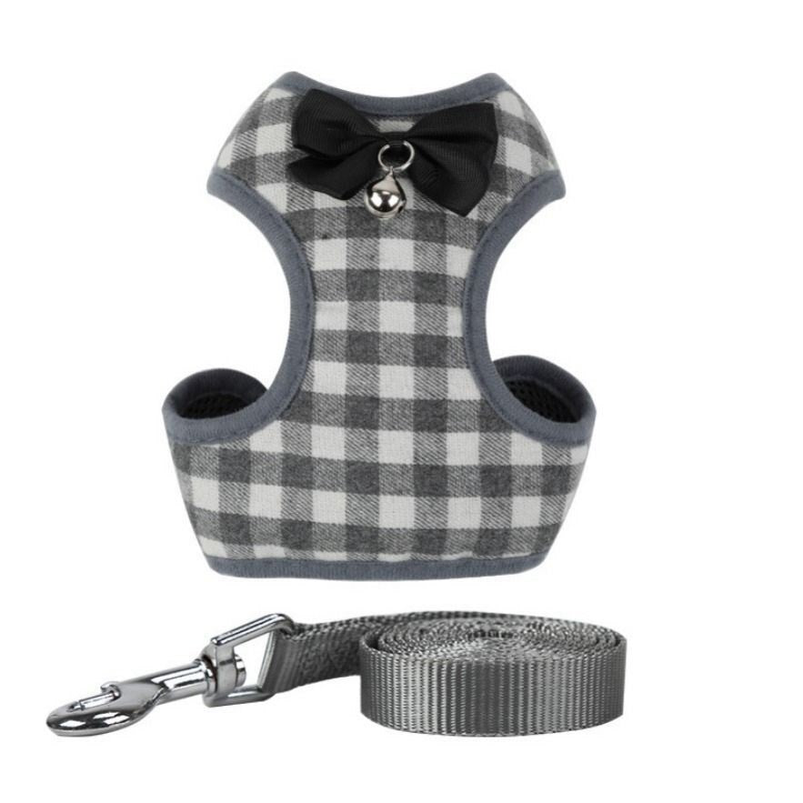 Plaid Vest-style Pet Chest Harness Small Dog Dress Leash