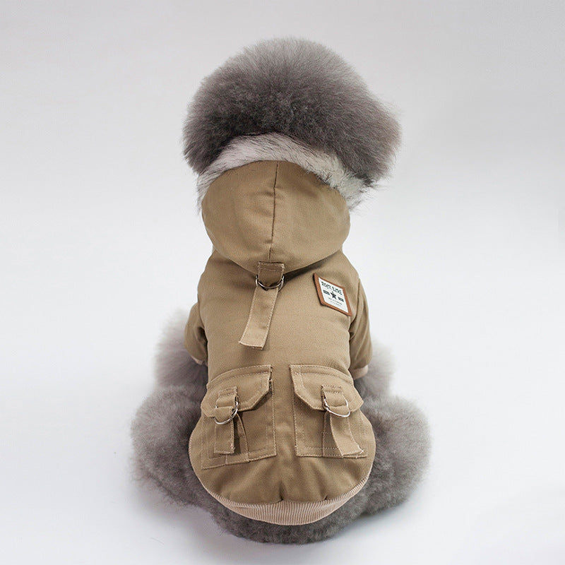 Dog clothes autumn and winterCap dog coat dog coat hoodie warm wool