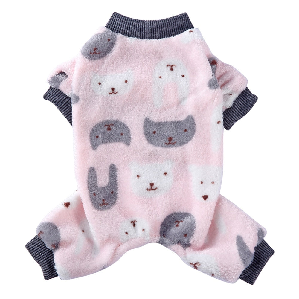 Dog Pajamas Winter Clothes Print Warm Jumpsuits Coat Jumpsuits