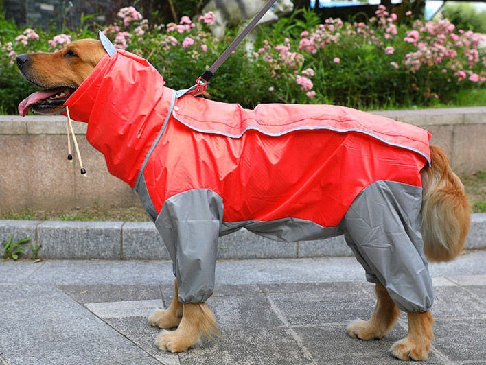 Dog Raincoat Waterproof Dog Suits Dot Rain Cape Hooded Jacket Rain Coat