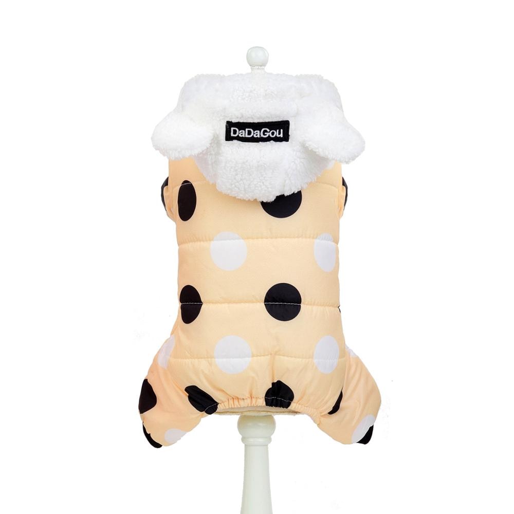 Winter Dog Clothes Hoodie Coat Big Polka Dot Cotton Coat Sweater