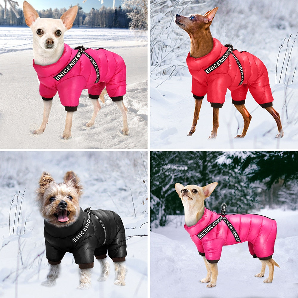 Winter Dog Clothes Super Warm Pet Dog Jacket Coat With Harness