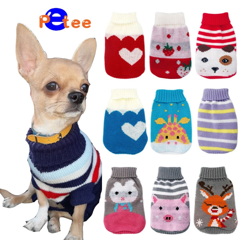 Winter Cartoon Cat Dog Clothes Warm Christmas Sweater Coat Knitting