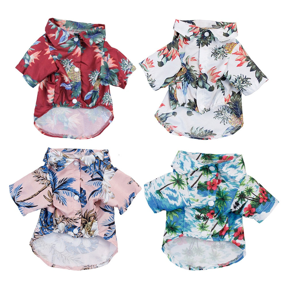 Summer Beach Shirts Dog Cute Hawaii Casual Floral For Small Dogs