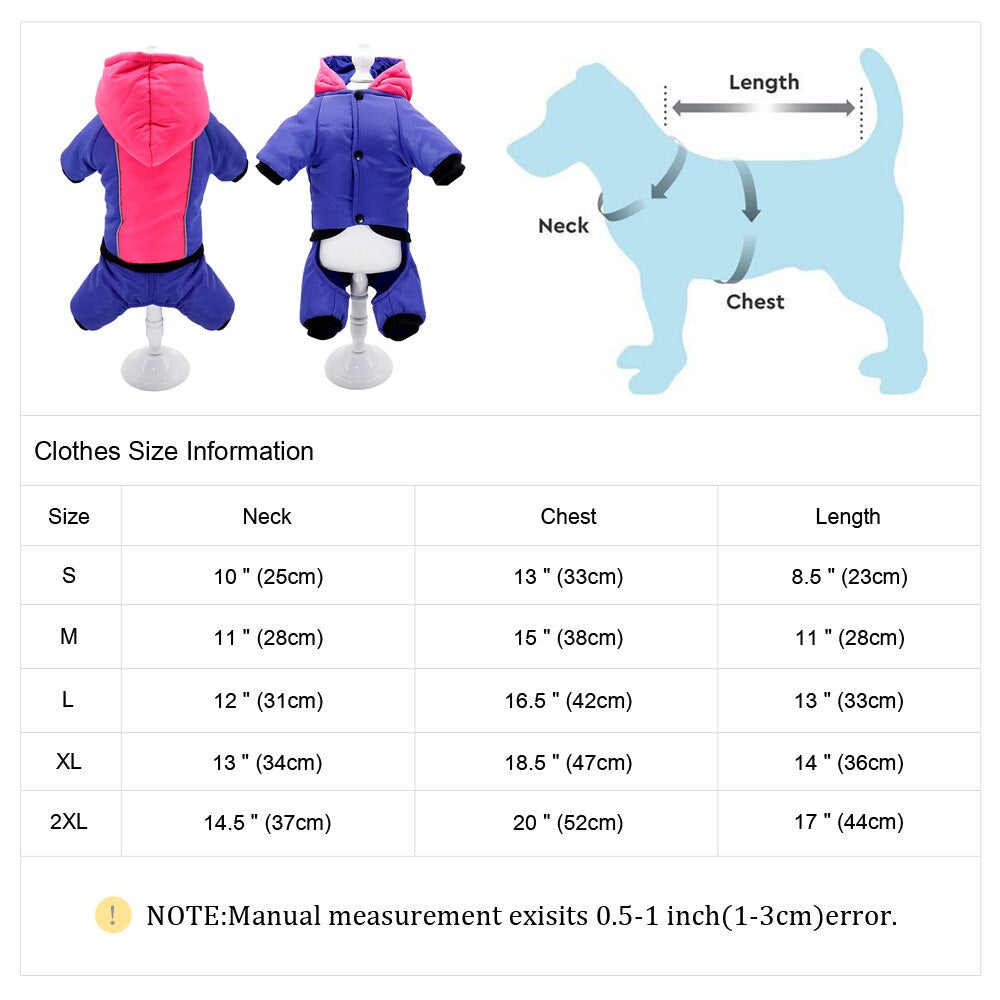 Reflective Dog Clothes Coat Warm Dogs Winter Coat Jacket Pet Clothing