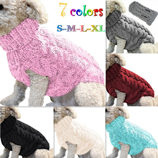 Warm Dog Cat Sweater Clothing Winter Turtleneck Knitted Clothes