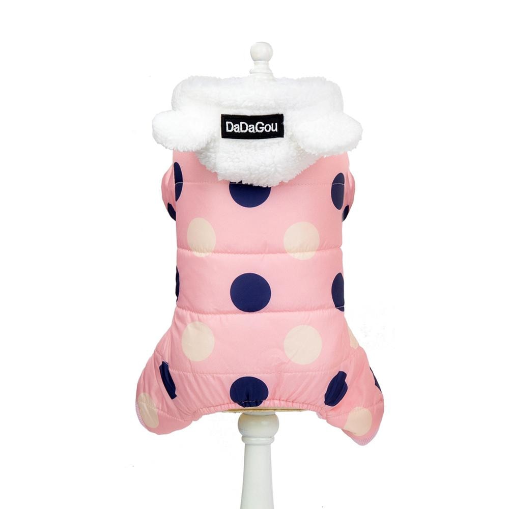 Winter Dog Clothes Hoodie Coat Big Polka Dot Cotton Coat Sweater