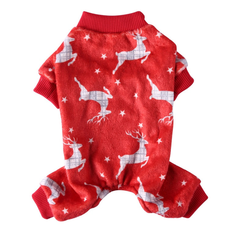 Dog Pajamas Winter Clothes Print Warm Jumpsuits Coat Jumpsuits