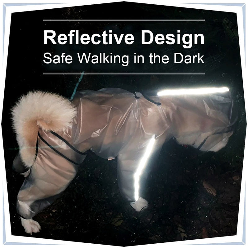 Pet Raincoat Four Feet Hooded Transparent Waterproof  Rain Out