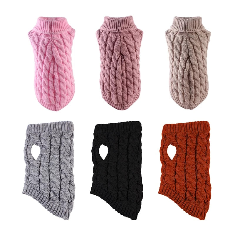 Warm Dog Cat Sweater Clothing Winter Turtleneck Knitted Clothes