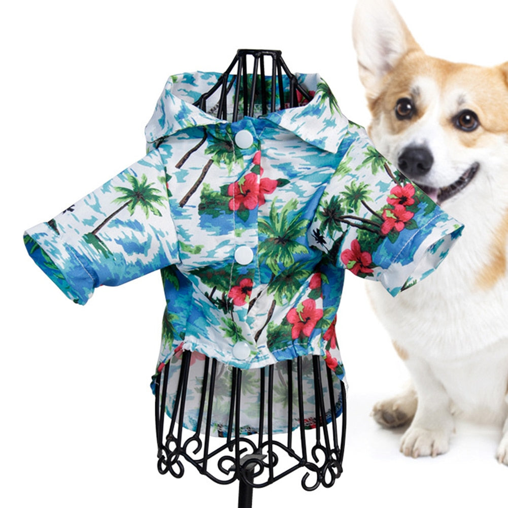 Summer Beach Shirts Dog Cute Hawaii Casual Floral For Small Dogs