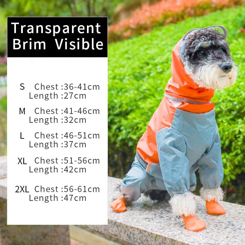 Dog Raincoat Jumpsuit Raincoat Teddy Waterproof Jacket