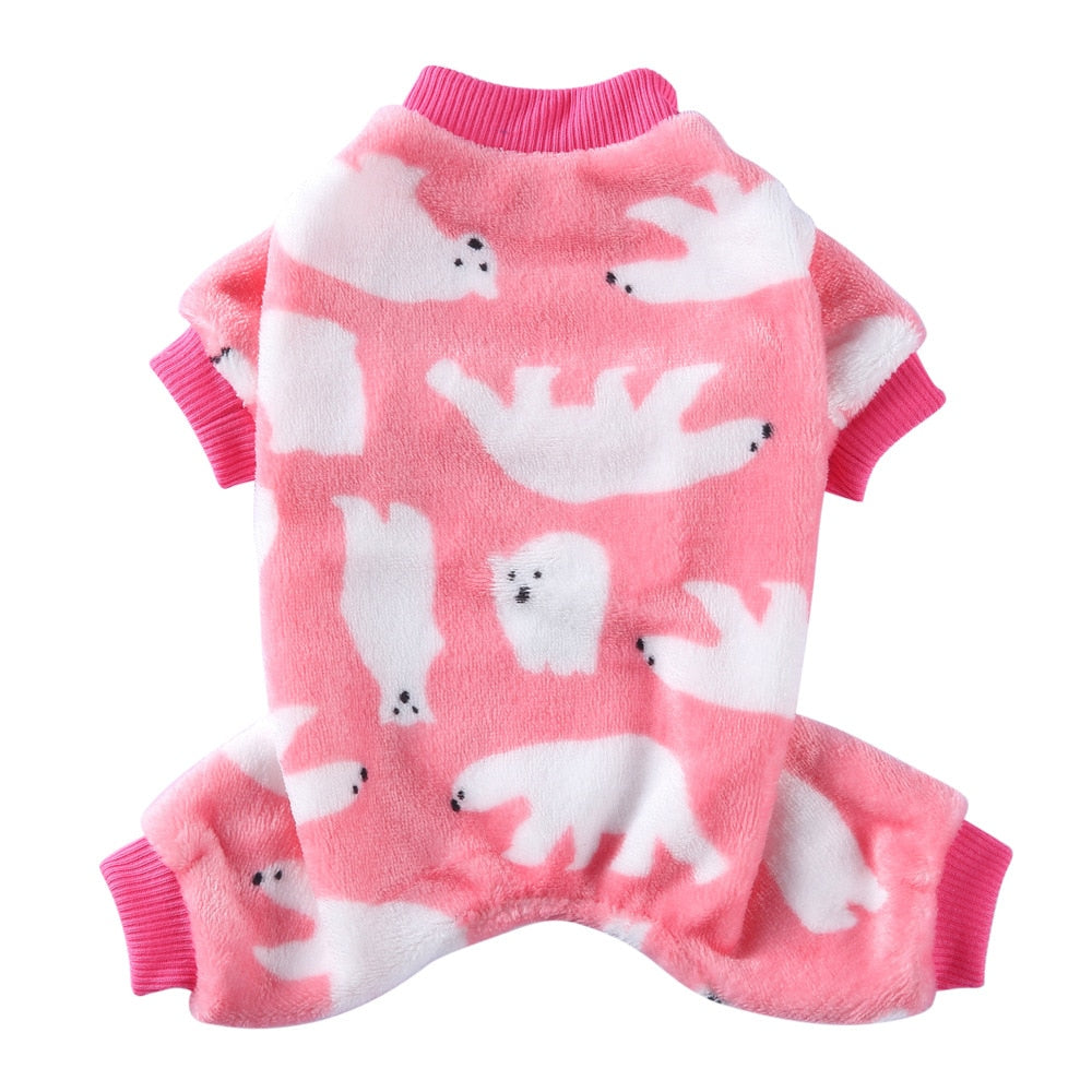 Dog Pajamas Winter Clothes Print Warm Jumpsuits Coat Jumpsuits