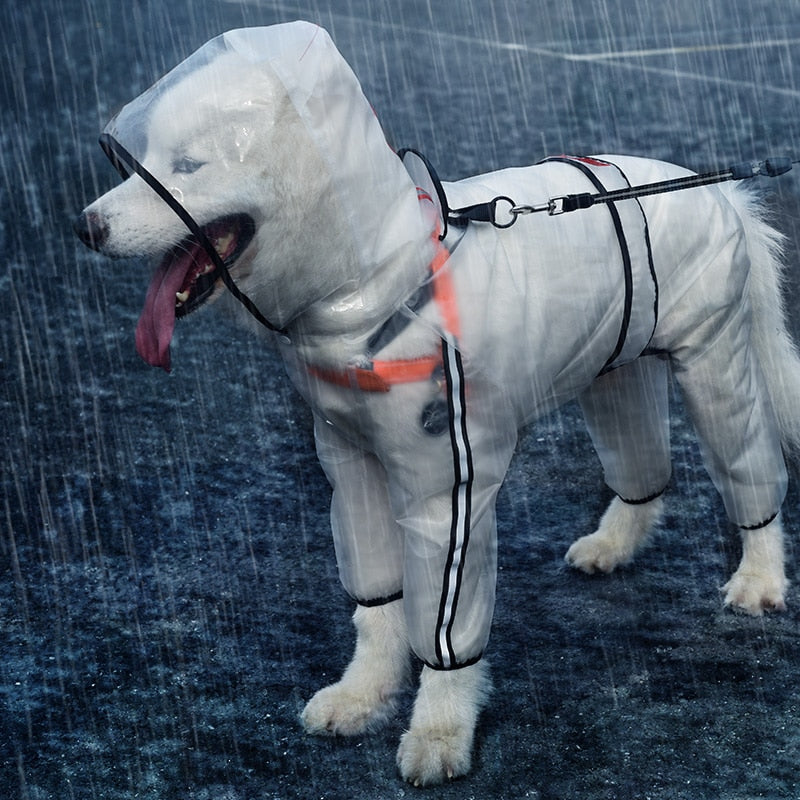 Pet Raincoat Four Feet Hooded Transparent Waterproof  Rain Out