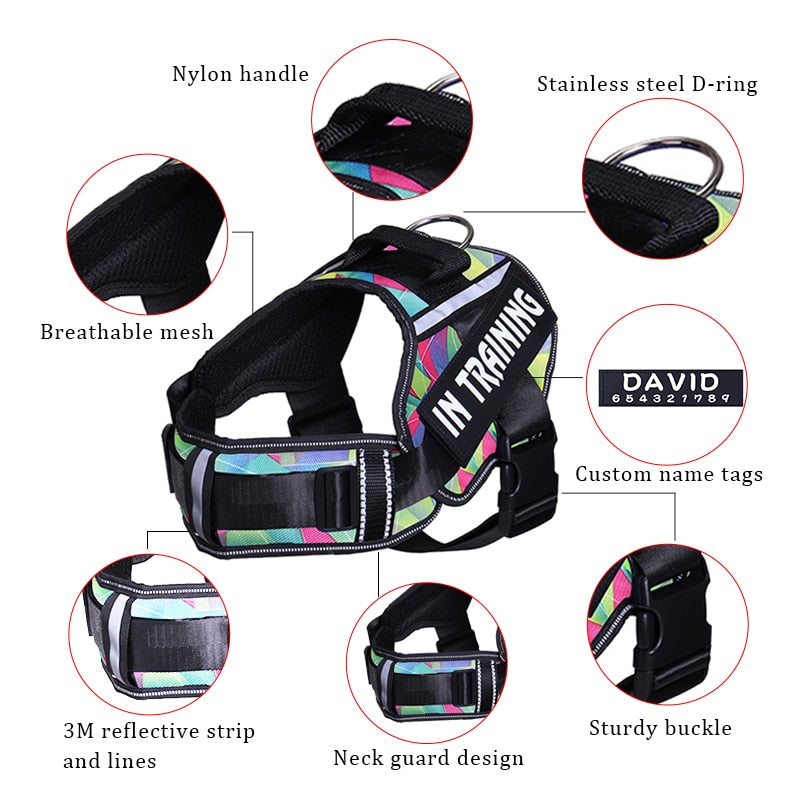 Adjustable Nylon Dog Harness Personalized Harness For Dogs Reflective Vest No Pull