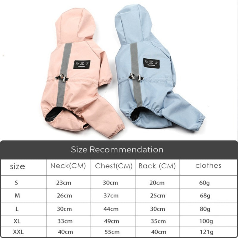 Reflective Dog Raincoat Waterproof Mesh Breathable Dog Rain Jacket