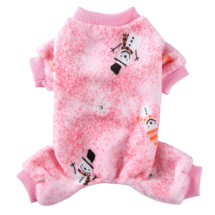 Dog Pajamas Winter Clothes Print Warm Jumpsuits Coat Jumpsuits