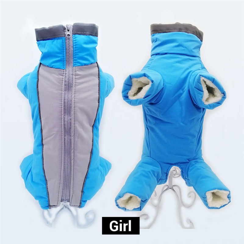 Winter Overalls for Dogs Warm Waterproof Pet Jumpsuit Trousers