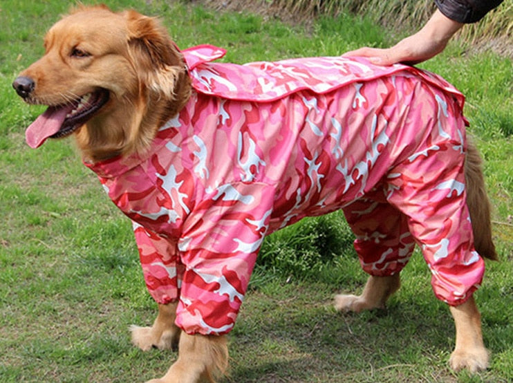 Dog Raincoat Waterproof Dog Suits Dot Rain Cape Hooded Jacket Rain Coat