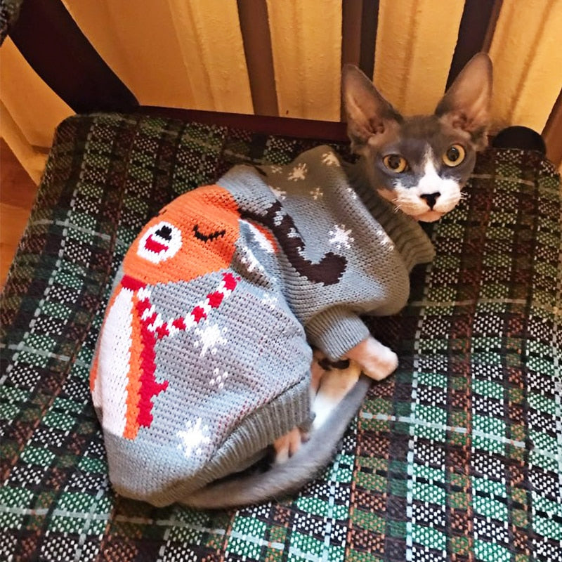 Christmas Cat Dog Sweater Pullover Winter Dog Clothes