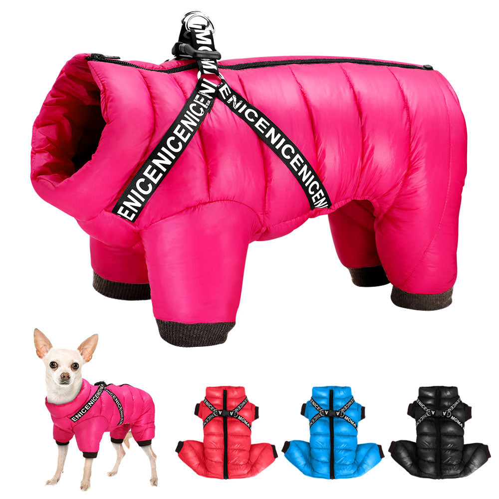 Winter Dog Clothes Super Warm Pet Dog Jacket Coat With Harness