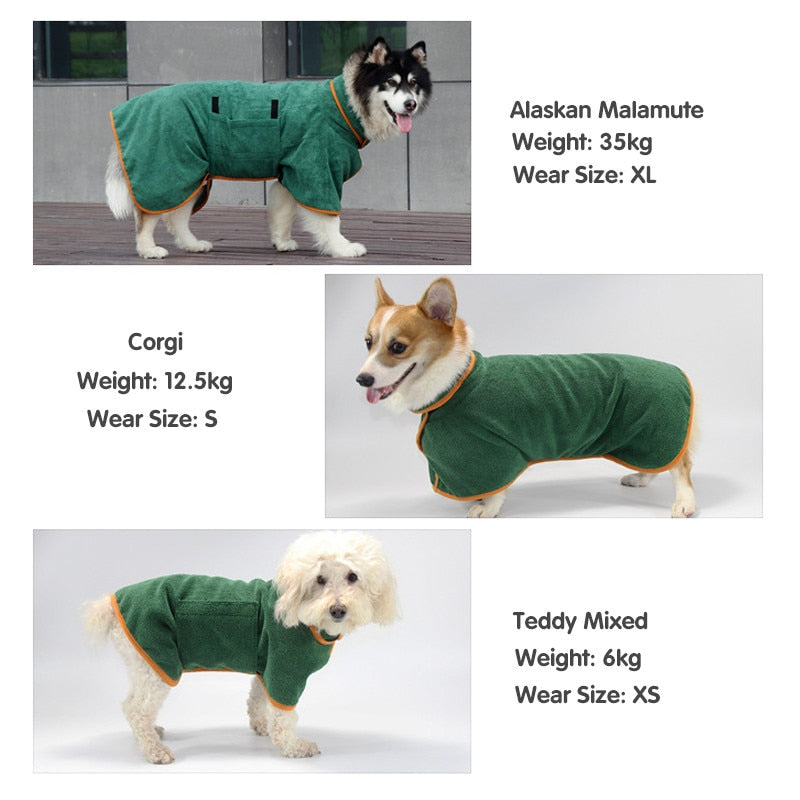 Dog Bathrobe for Small Medium Large Dogs Super Absorbent Fast Drying