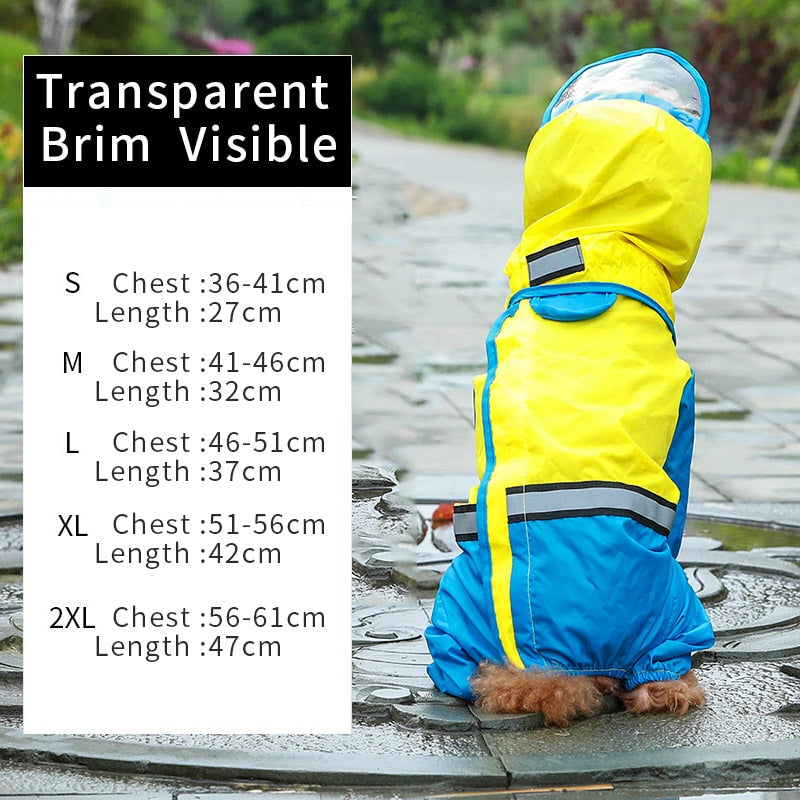 Dog Raincoat Jumpsuit Raincoat Teddy Waterproof Jacket