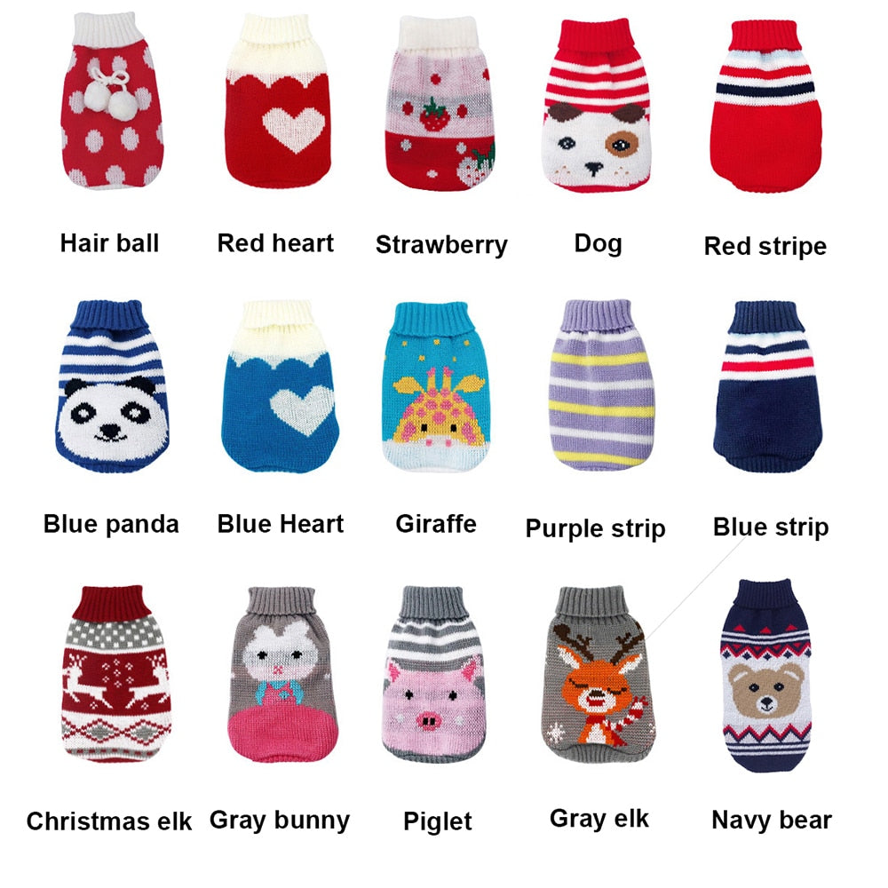 Winter Cartoon Cat Dog Clothes Warm Christmas Sweater Coat Knitting