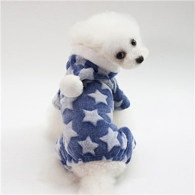 Fleece Pajamas Jumpsuit Winter Dog Clothes Star Pattern Warm Jumpsuits