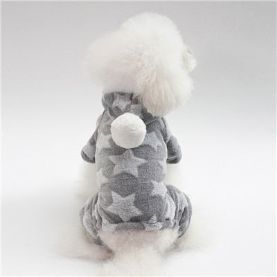 Fleece Pajamas Jumpsuit Winter Dog Clothes Star Pattern Warm Jumpsuits