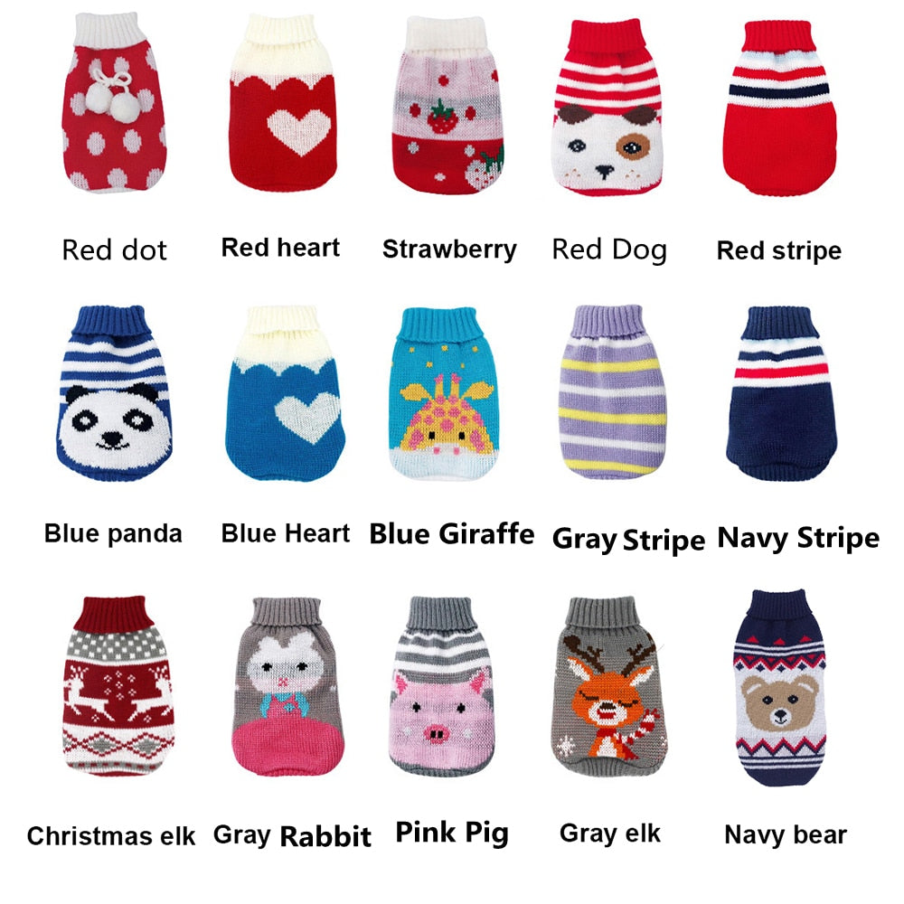 Winter Cartoon Cat Dog Clothes Warm Christmas Sweater Coat Knitting Crochet