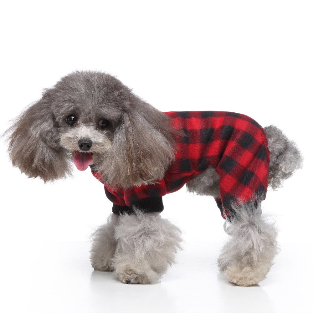 Dog Pajamas Winter Clothes Print Warm Jumpsuits Coat Jumpsuits