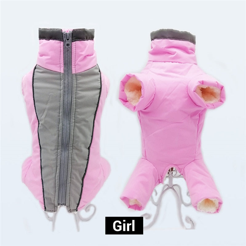 Winter Overalls for Dogs Warm Waterproof Pet Jumpsuit Trousers