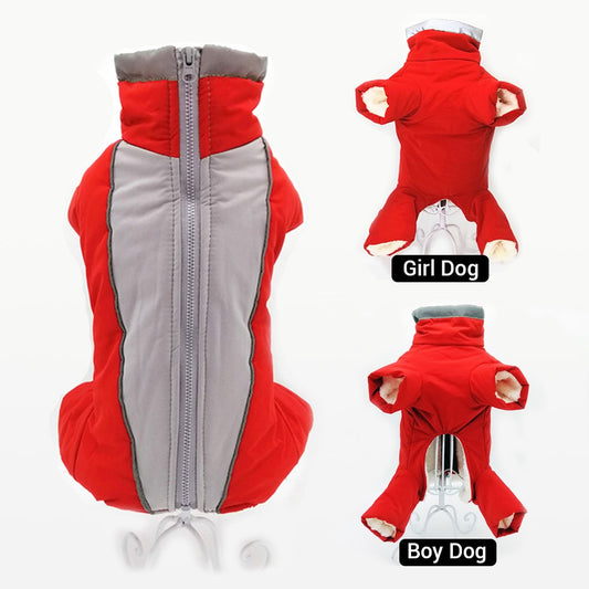 Winter Overalls for Dogs Warm Waterproof Pet Jumpsuit Trousers