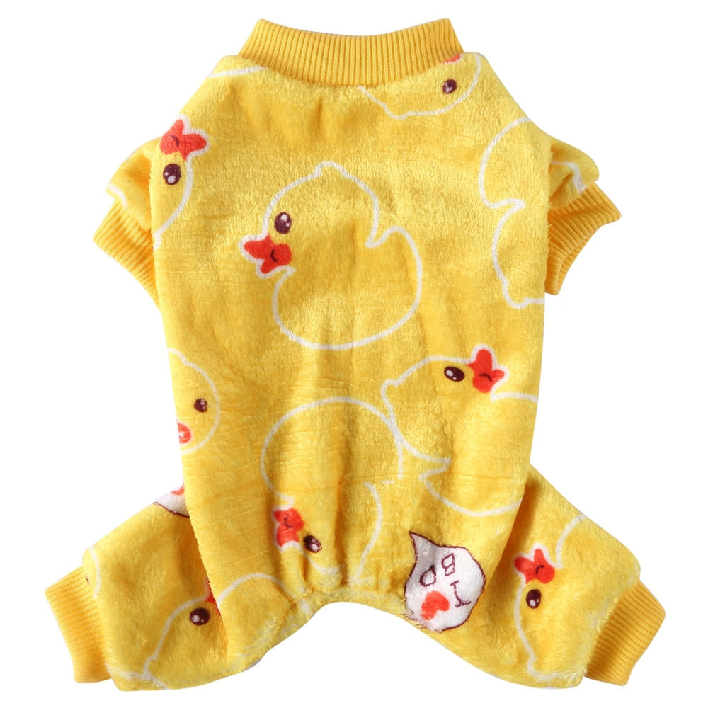 Dog Pajamas Winter Clothes Print Warm Jumpsuits Coat Jumpsuits