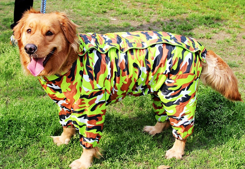 Dog Raincoat Waterproof Dog Suits Dot Rain Cape Hooded Jacket Rain Coat