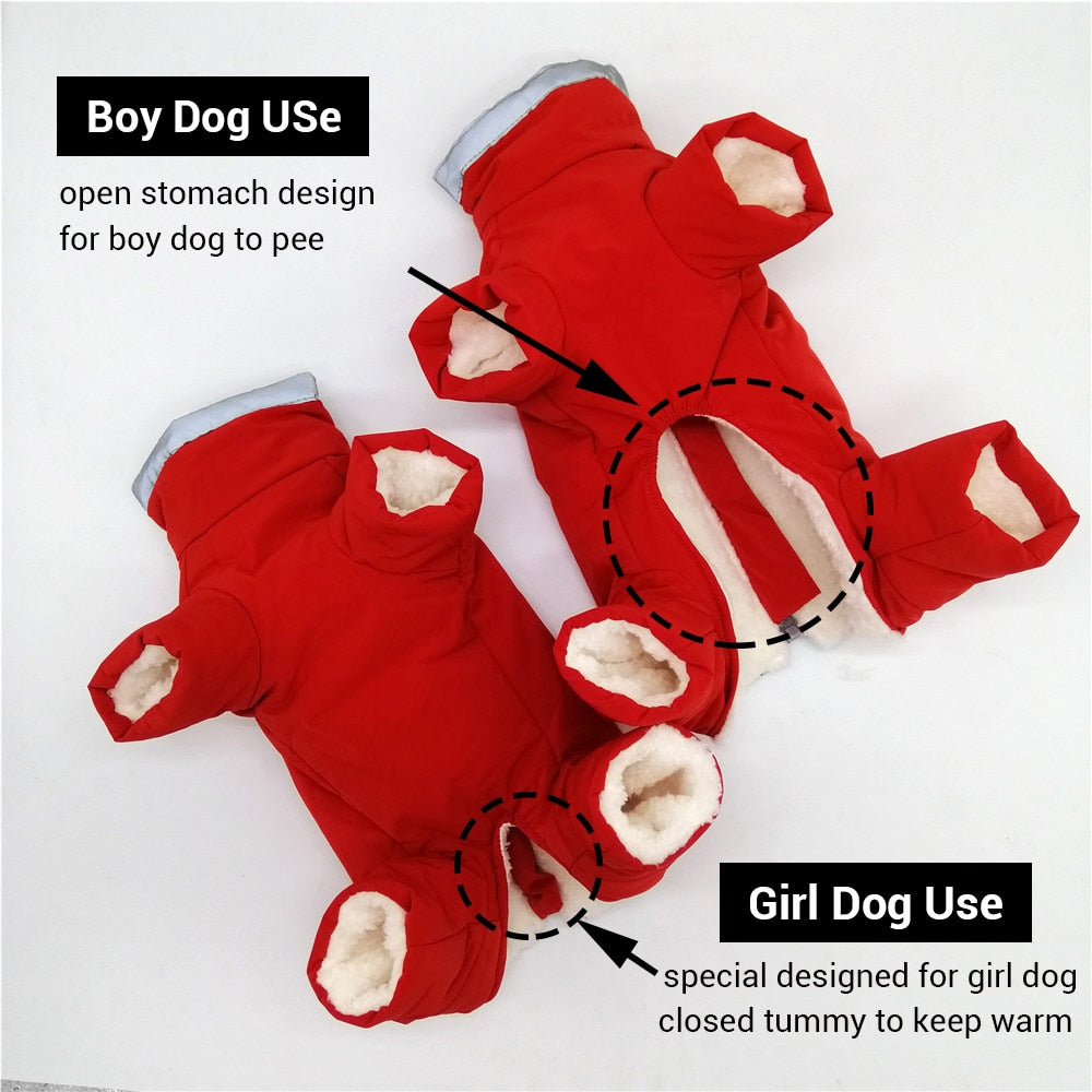 Winter Overalls for Dogs Warm Waterproof Pet Jumpsuit Trousers