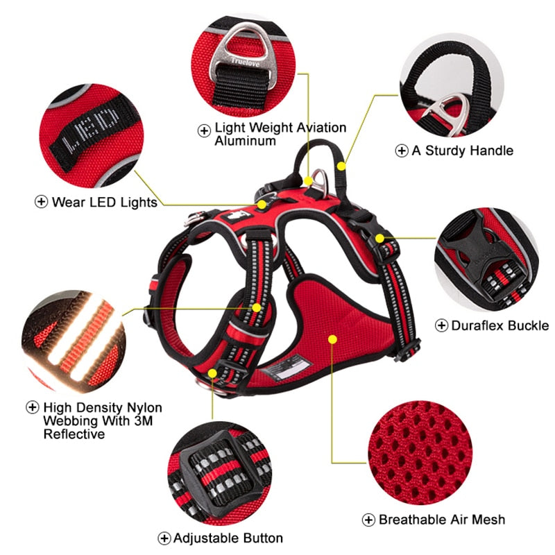 Pet Reflective Nylon Dog Harness No Pull Adjustable Naughty Dog Vest