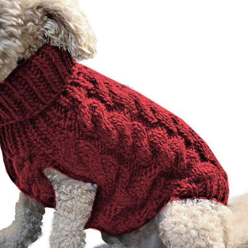 Warm Dog Cat Sweater Clothing Winter Turtleneck Knitted Clothes