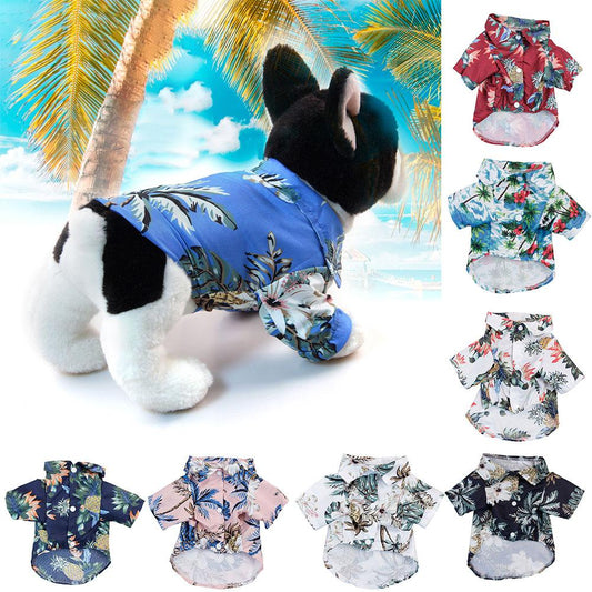 Summer Beach Shirts Dog Cute Hawaii Casual Floral For Small Dogs