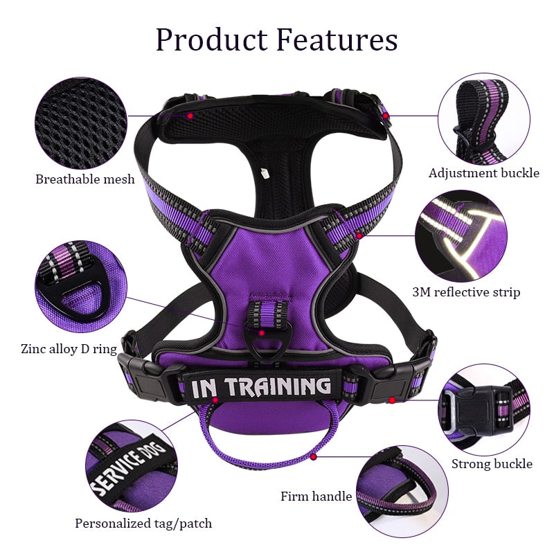 Nylon Adjustable Dog Harness Personalized Reflective Dog Harness Vest