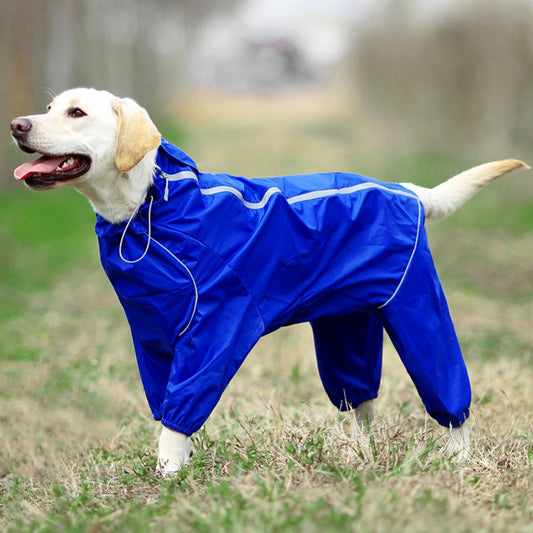 Pet Raincoat Reflective Waterproof Zipper Clothes High Neck Hooded