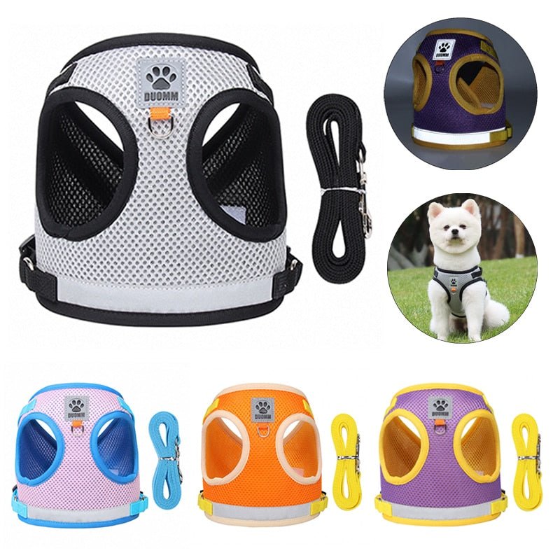 Reflective Safety Pet Dog Harness and Leash Set Harnesses Vest Chest Strap