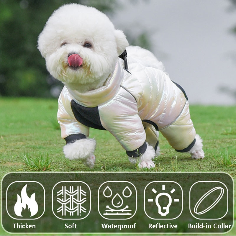 Winter Dog Down Jacket Waterproof Clothes Build-in Collar Jumpsuit