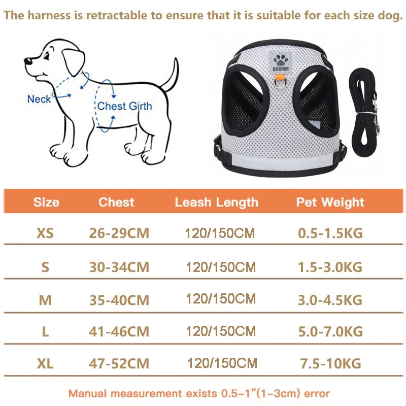 Reflective Safety Pet Dog Harness and Leash Set Harnesses Vest Chest Strap