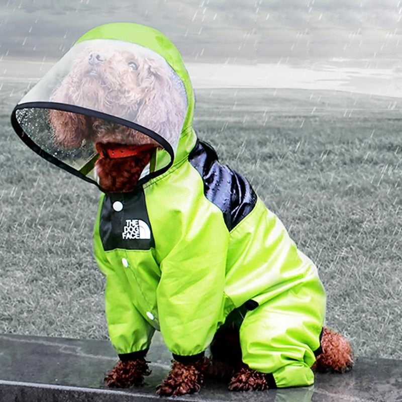 Dog Waterproof Raincoat Jumpsuit Reflective Rain Coat Hooded Jackets