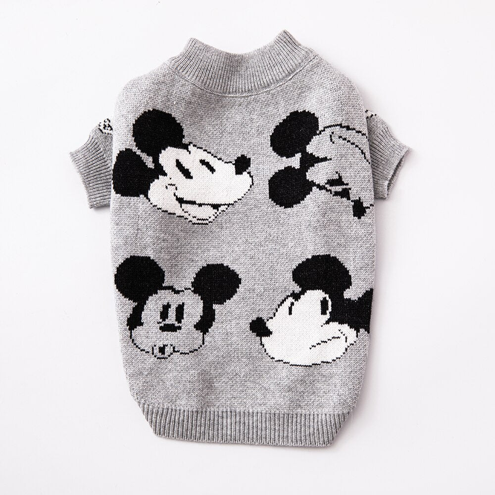 New Pullover Dog Sweater Fashion Green Grey Red Mickey Mouse