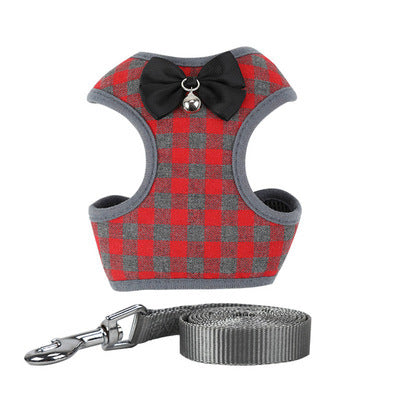 Plaid Vest-style Pet Chest Harness Small Dog Dress Leash